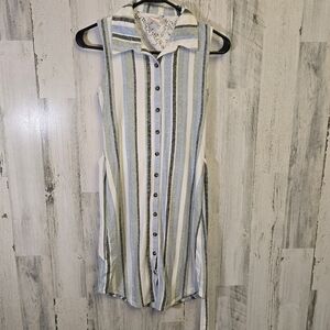 No boundaries Striped Sleeveless Button-Down Dress women's size XS